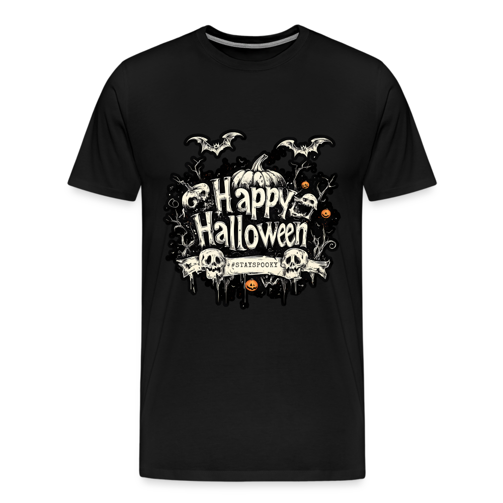 Happy Halloween mit Kürbissen als Schriftzug #stayspooky - Männer Premium T-Shirt - Schwarz