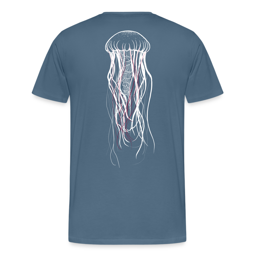 Qualle mit roten Fäden - Männer Premium T-Shirt - Blaugrau
