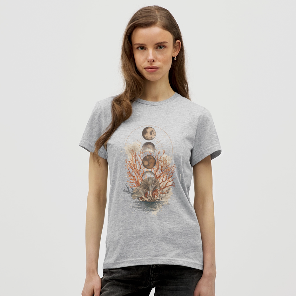 Coral Moons – Die Kraft der Gezeiten auf Stoff - Frauen T-Shirt - Grau meliert