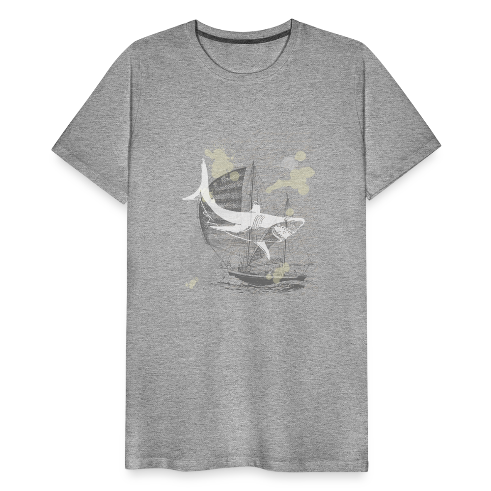 Vintage Steampunk Hai Motiv - Männer Premium T-Shirts - Grau meliert