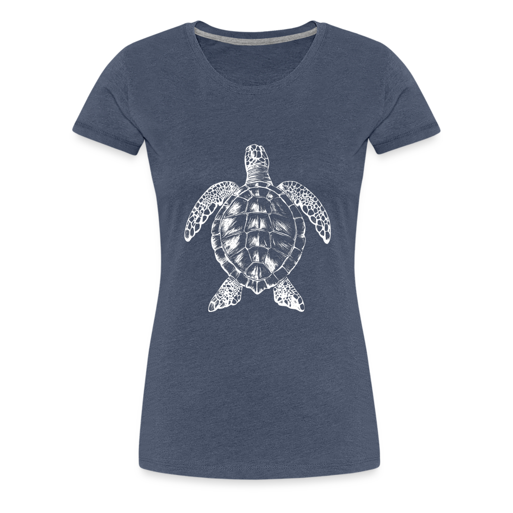Meeresschildkröte - Monochrom - Frauen Premium T-Shirt - Blau meliert