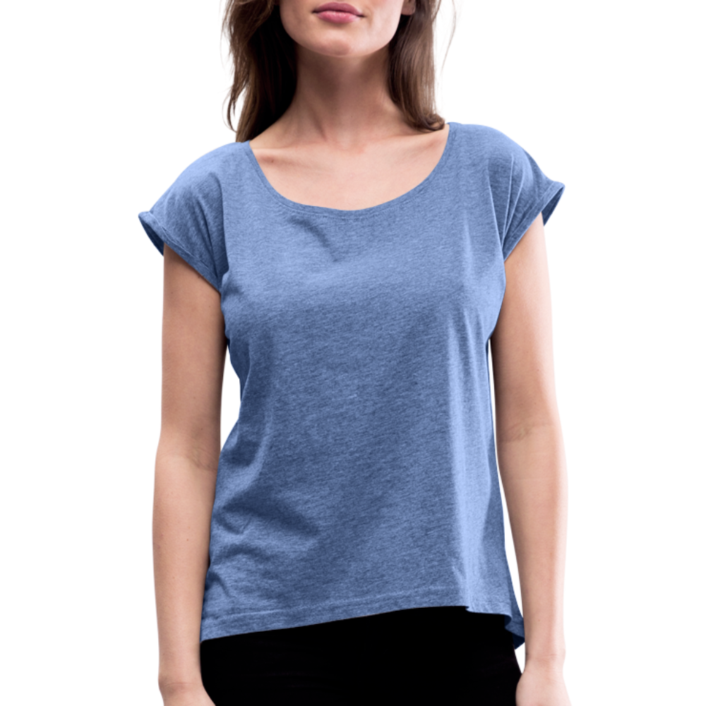 Kosmosschlange im Schneckenhaus - Frauen Shirt mit gerollten Ärmeln - Denim meliert
