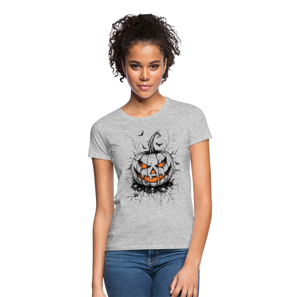 Gruseliger Horror Kürbis - Halloween Motiv - Frauen T-Shirt - Grau meliert