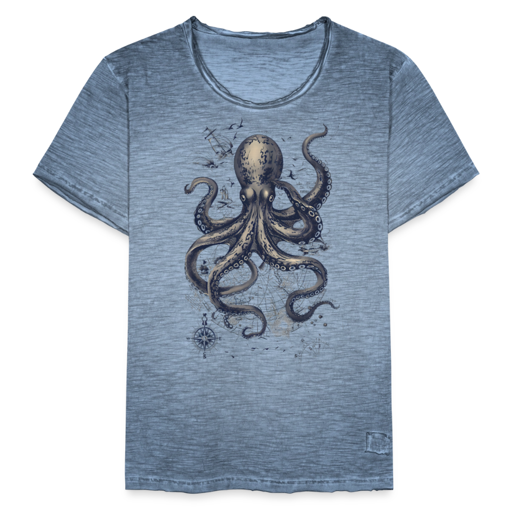 Steampunk Oktopus - Männer Vintage T-Shirt - Vintage Denim