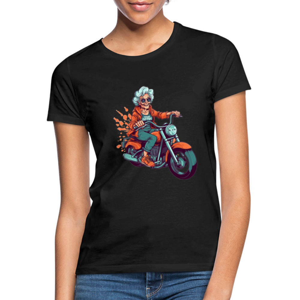 Coole alte Biker Oma - Motorrad Omi - Frauen T-Shirt - Schwarz
