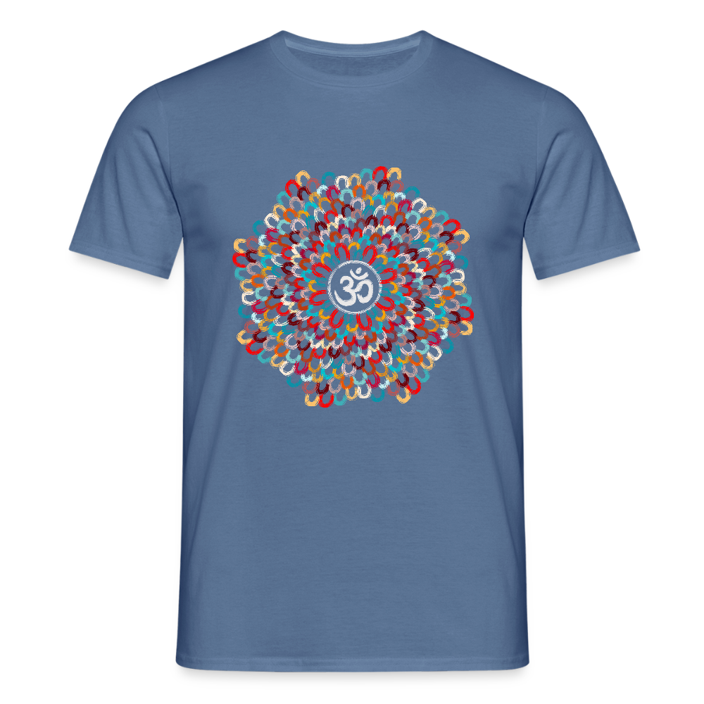 Yogi, Prana Mandala Om - Bunte Federn - Männer T-Shirt - Taubenblau