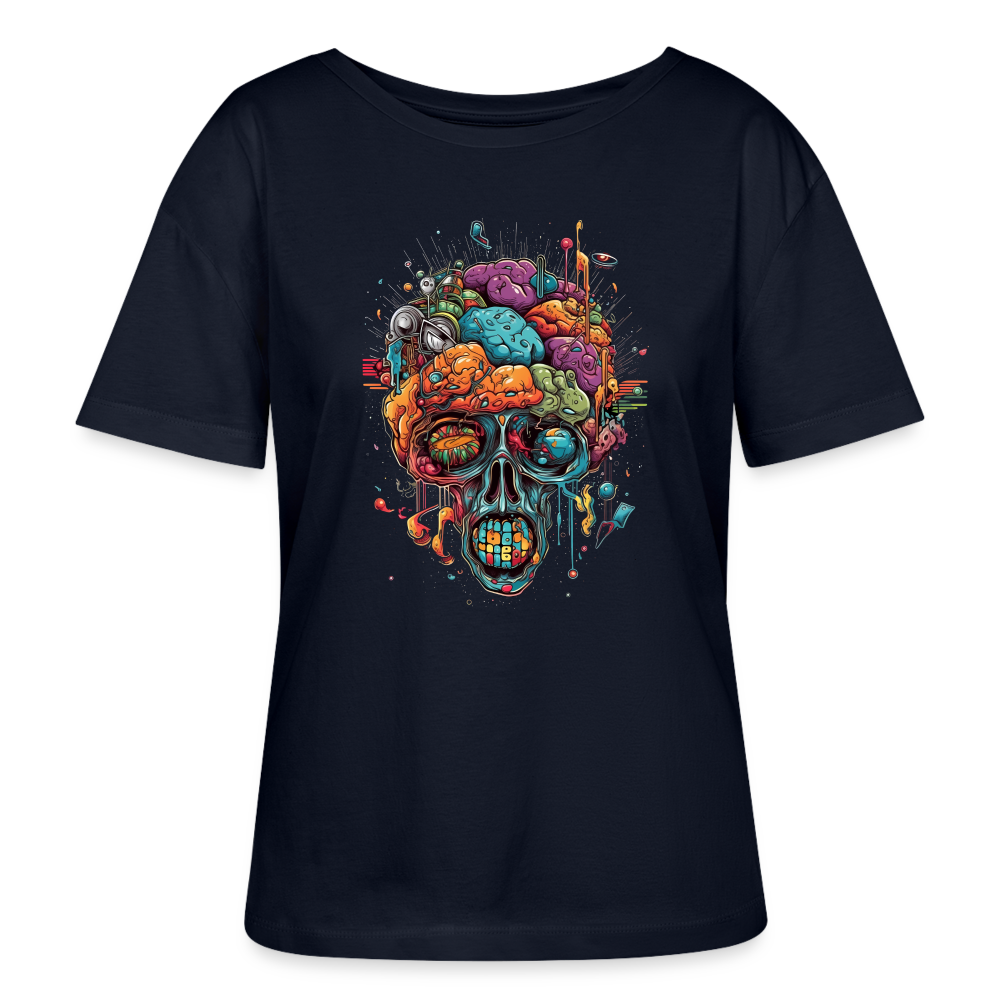 Surrealistischer, psychedelischer Totenkopf - Stanley/Stella Relaxed Rundhals Frauen Bio-T-Shirt SERENA - Navy