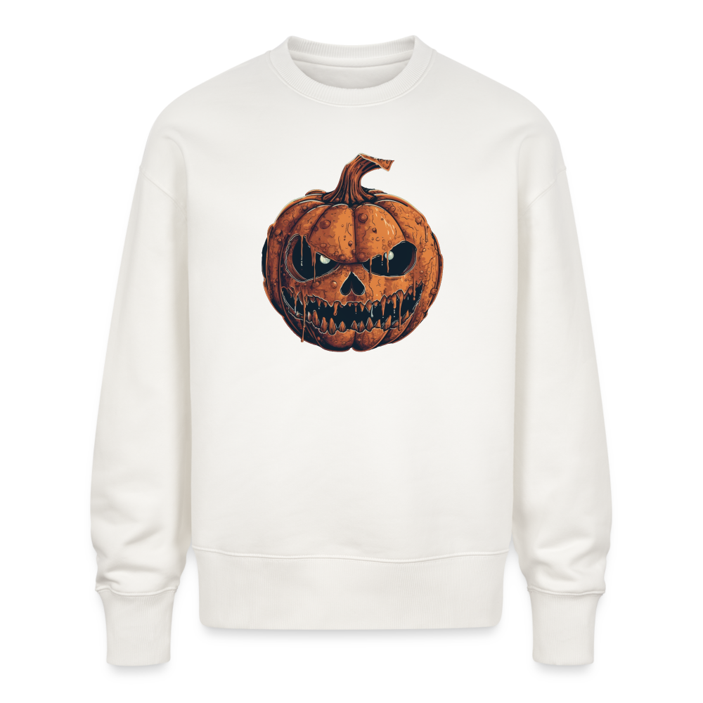 Gruseliger Horror Kürbis -Happy Halloween - Stanley/Stella Oversive Bio Pullover - nachhaltig - OFF WHITE