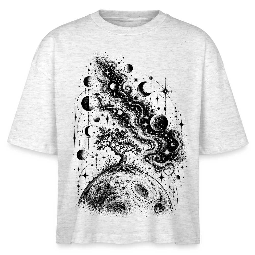 Kosmischer Baum – Frauen Boxy Bio-T-Shirt Nova - Weiß meliert