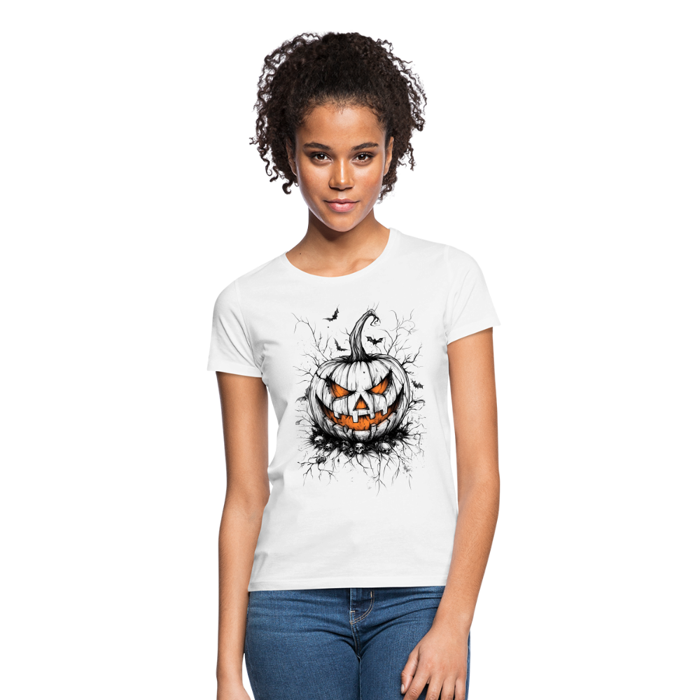 Gruseliger Horror Kürbis - Halloween Motiv - Frauen T-Shirt - Weiß
