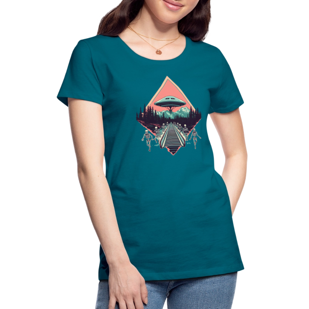 Retro UFO 80er Jahre Motiv - Frauen Premium T-Shirt - Divablau