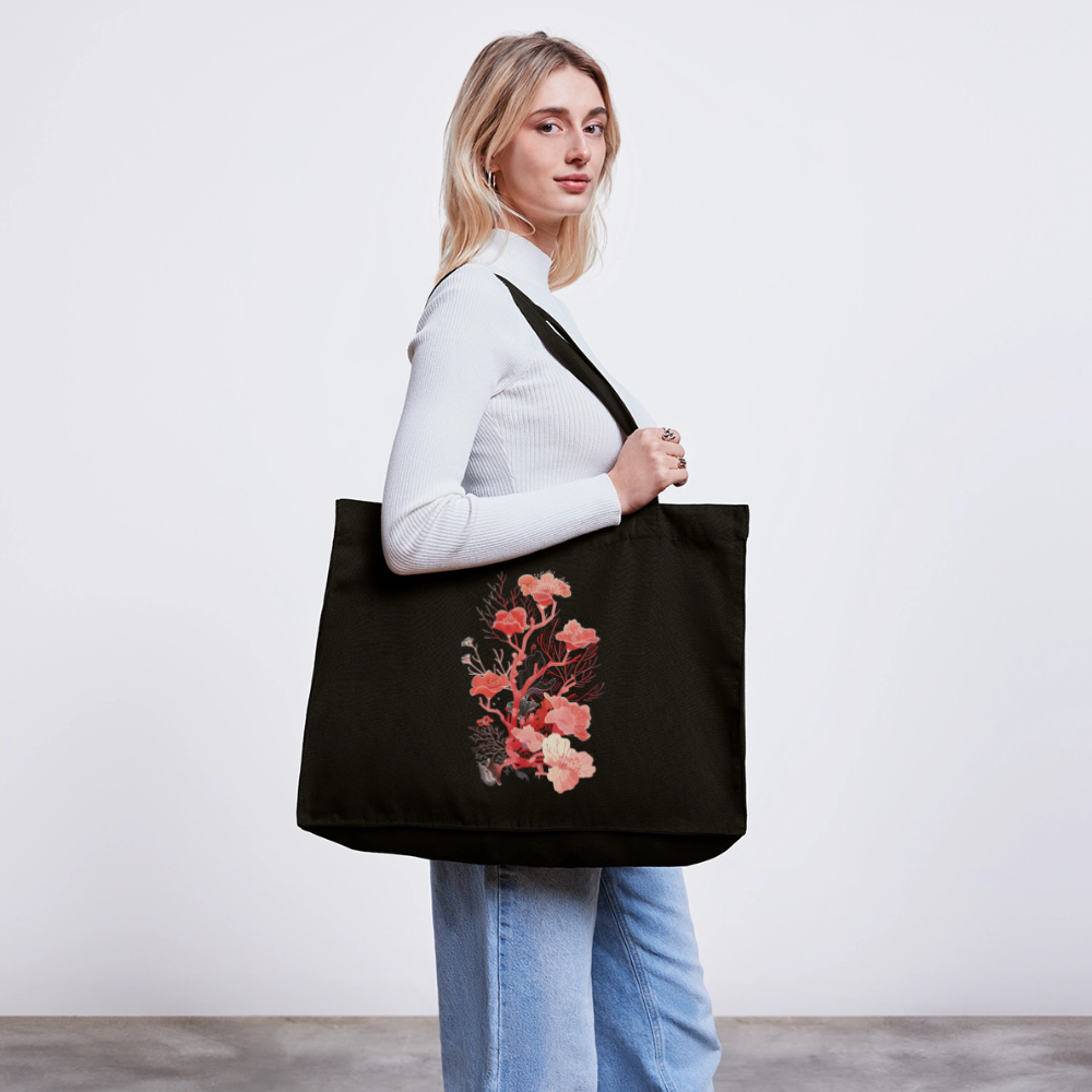 Zarte Korallen Blumen - Stanley/Stella recycelter Shopping Bag - Schwarz