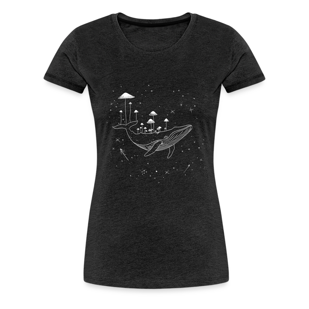 Surrealer Wal mit Pilzen im Weltraum mit Sternen - Frauen Premium T-Shirt - Anthrazit