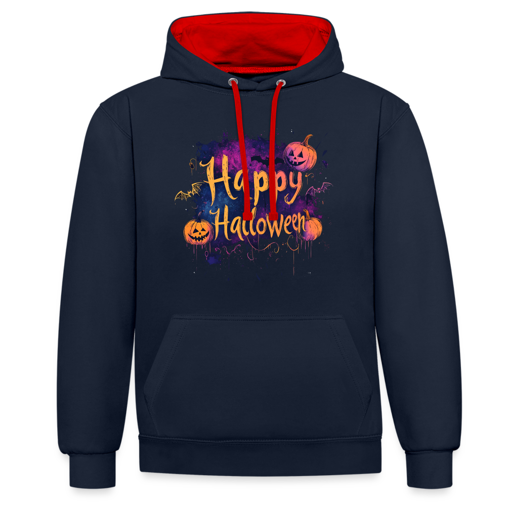 Happy Halloween mit Kürbissen als Schriftzug - Tasse einfarbig - Navy/Rot