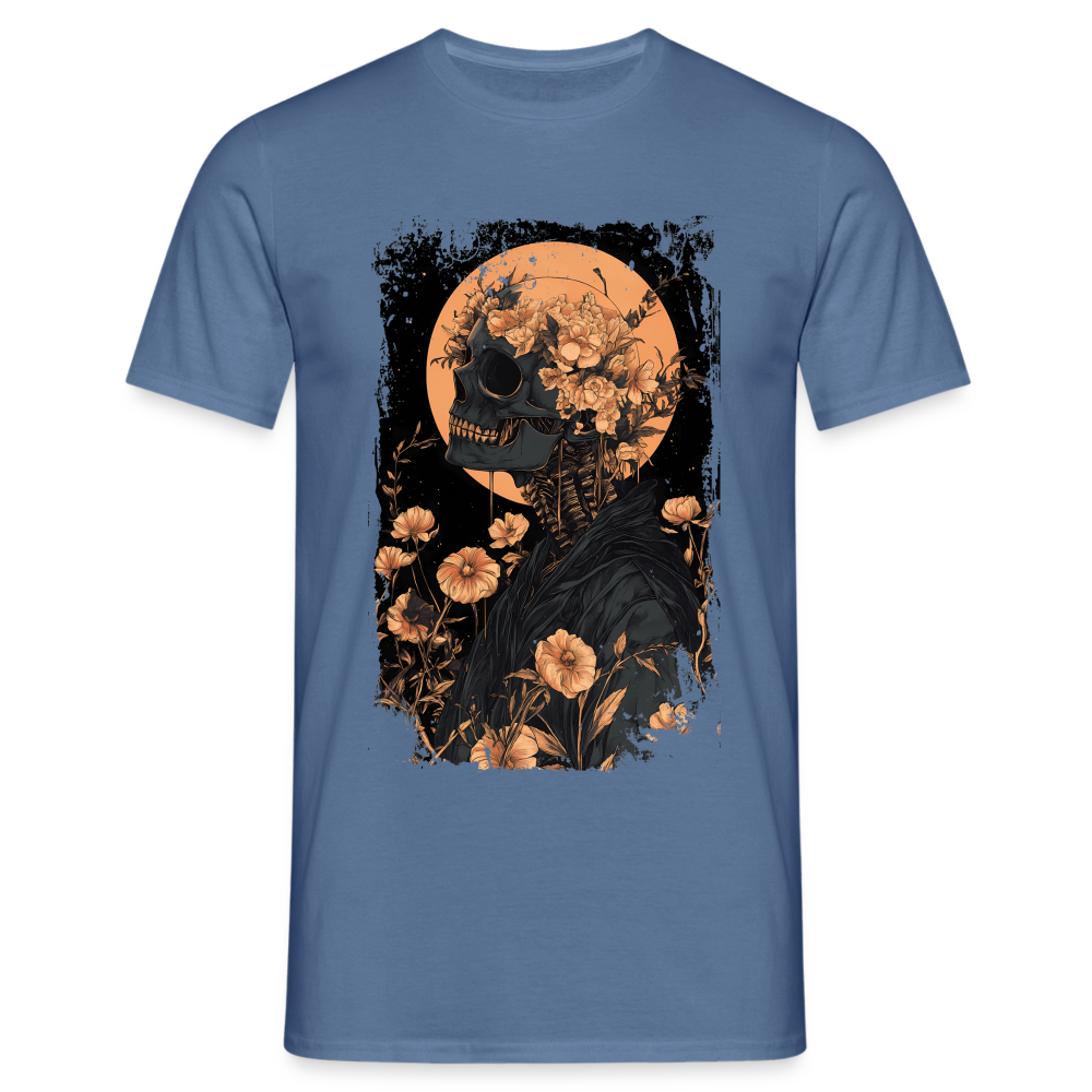 Boho Hippie Skelett im 60er, 70er Jahre Look - Männer T-Shirt - Taubenblau