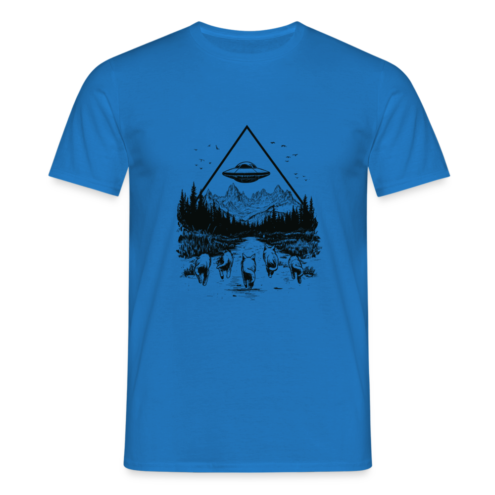 Katzen die in Richtung UFO laufen - Männer T-Shirt - Royalblau