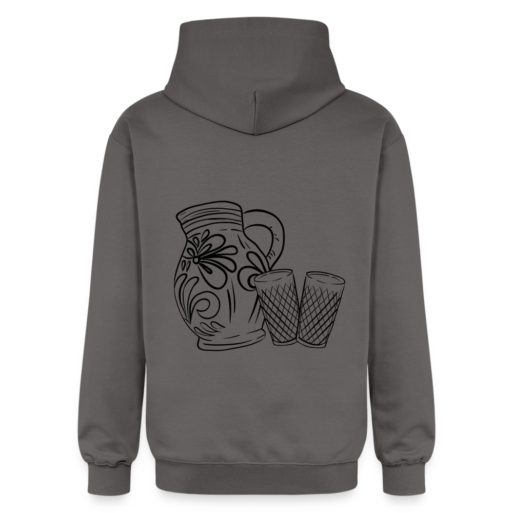 Bembel mit Gläsern - Hessisch Mundart - Unisex Premium Hoodie - Dunkelgrau