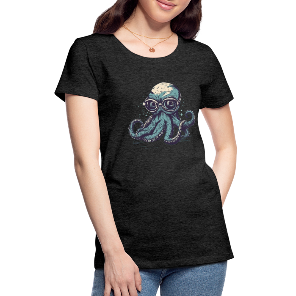 Nerdy Comic Oktopus mit Brille - Frauen Premium T-Shirts - Anthrazit
