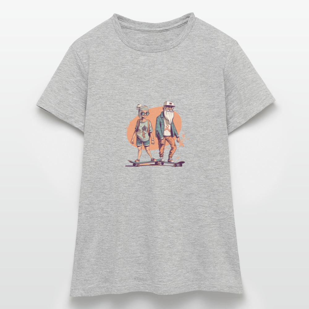 Cooles älteres Pärchen als Skater Hipster - Frauen T-Shirt - Grau meliert