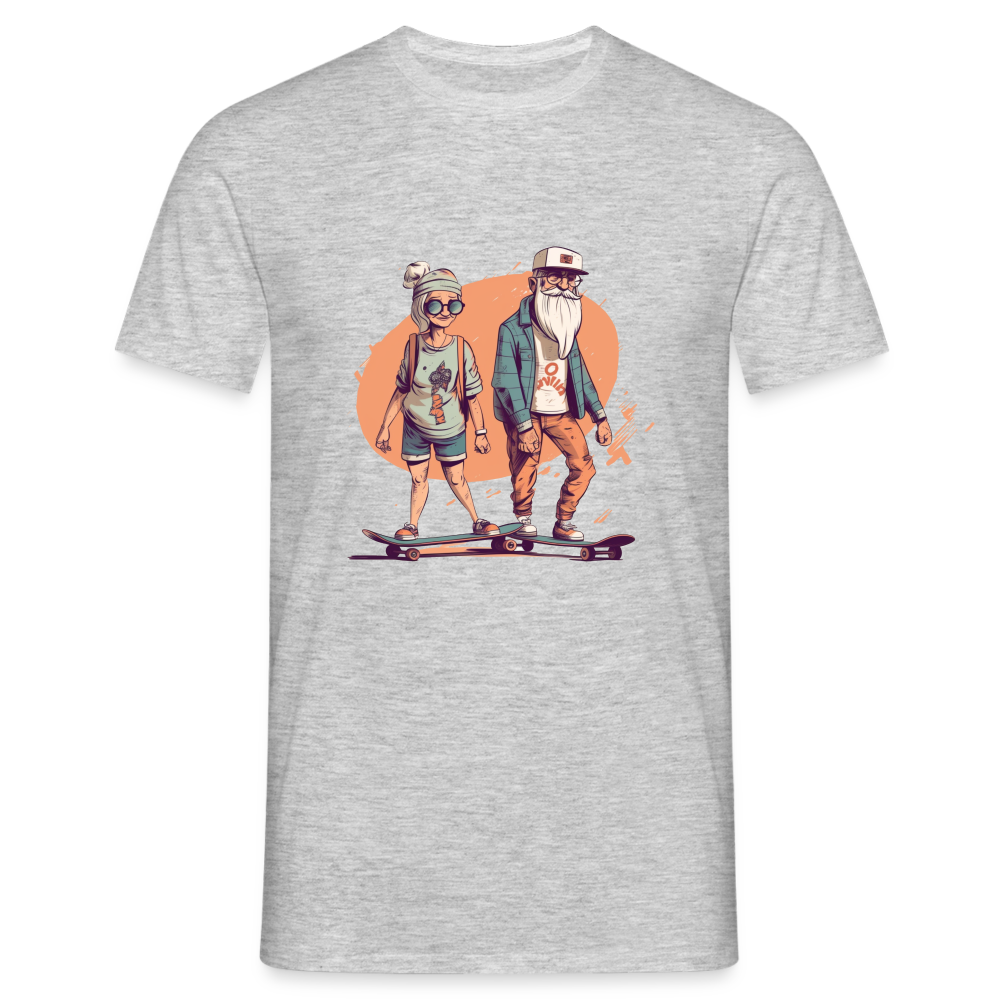 Cooles älteres Pärchen als Skater Hipster - Männer T-Shirt - Grau meliert