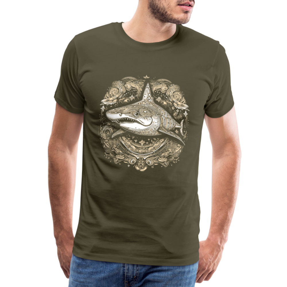 Cooler Hai mit Boho/Tribal Mustern - Männer Premium T-Shirts - Khaki