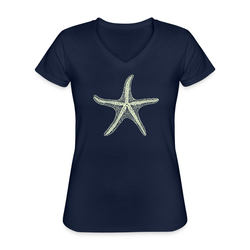 Vintage Seestern Motiv (hellgrün) - Klassisches Frauen-T-Shirt mit V-AusschnittR - Navy