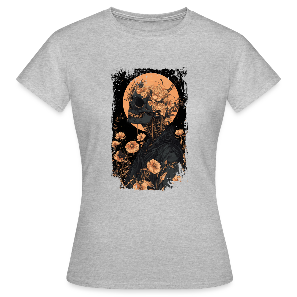 Boho Hippie Skelett im 60er, 70er Jahre Look - Frauen T-Shirt - Grau meliert