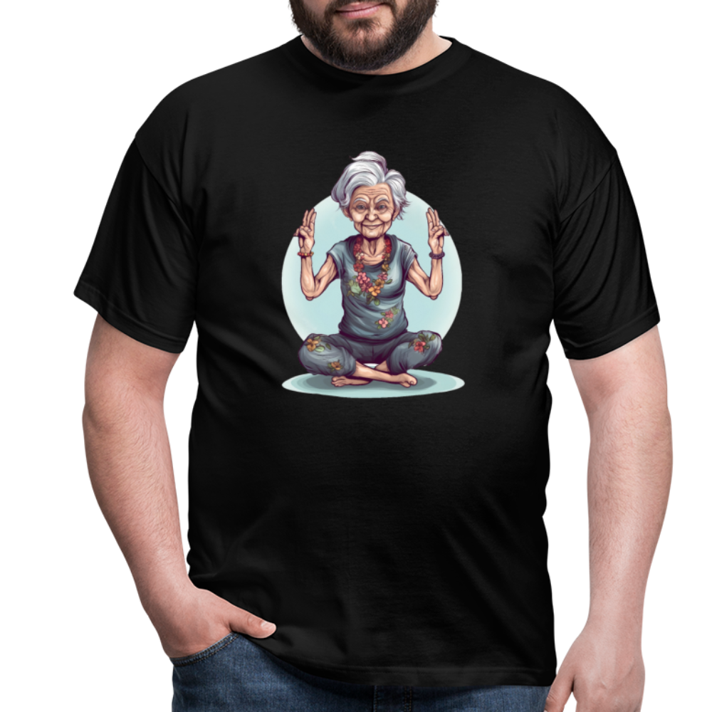 Coole Yoga Oma - Meditation im besten Alter - Männer T-Shirt - Schwarz