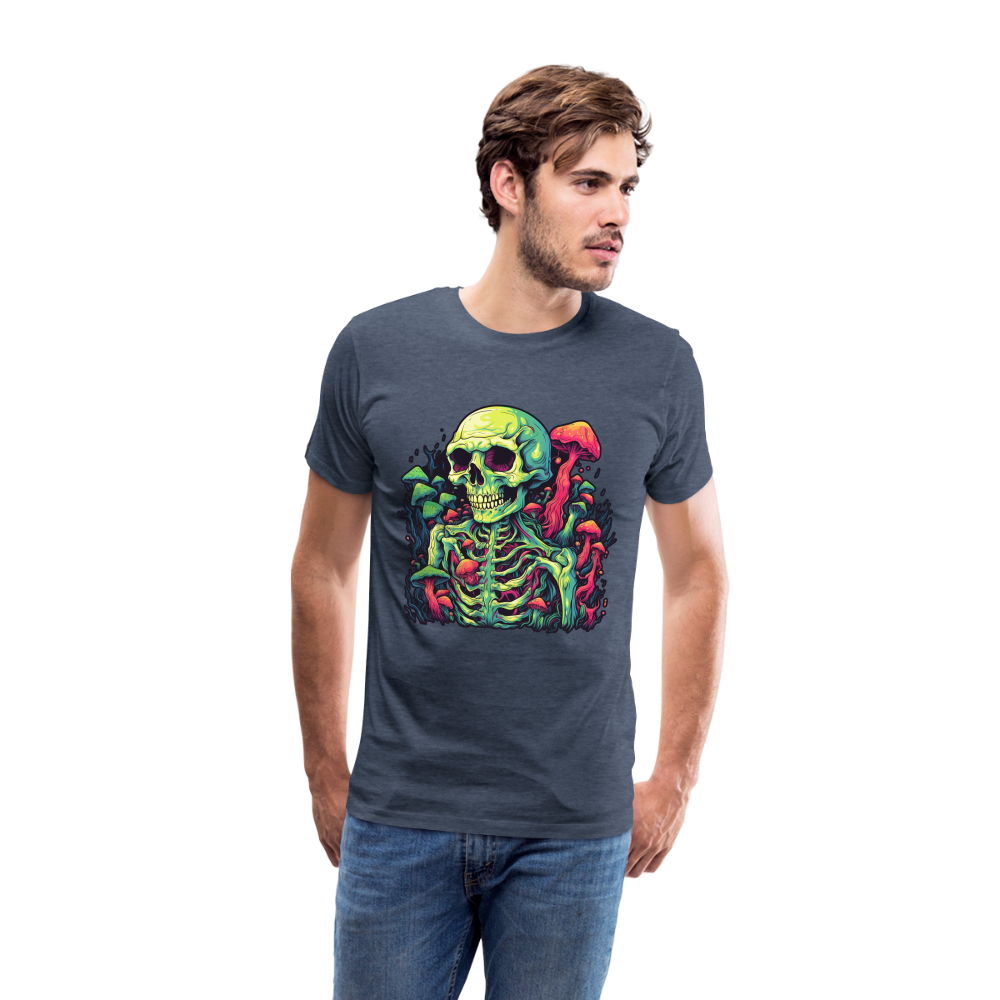Horror Pilz Skelett - Happy Halloween - Männer Premium T-Shirt - Blau meliert