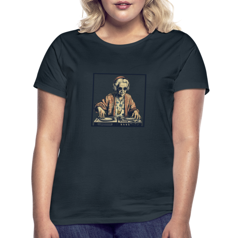 Coole alte Lady als DJane mit Kopfhörern - Frauen T-Shirt - Navy