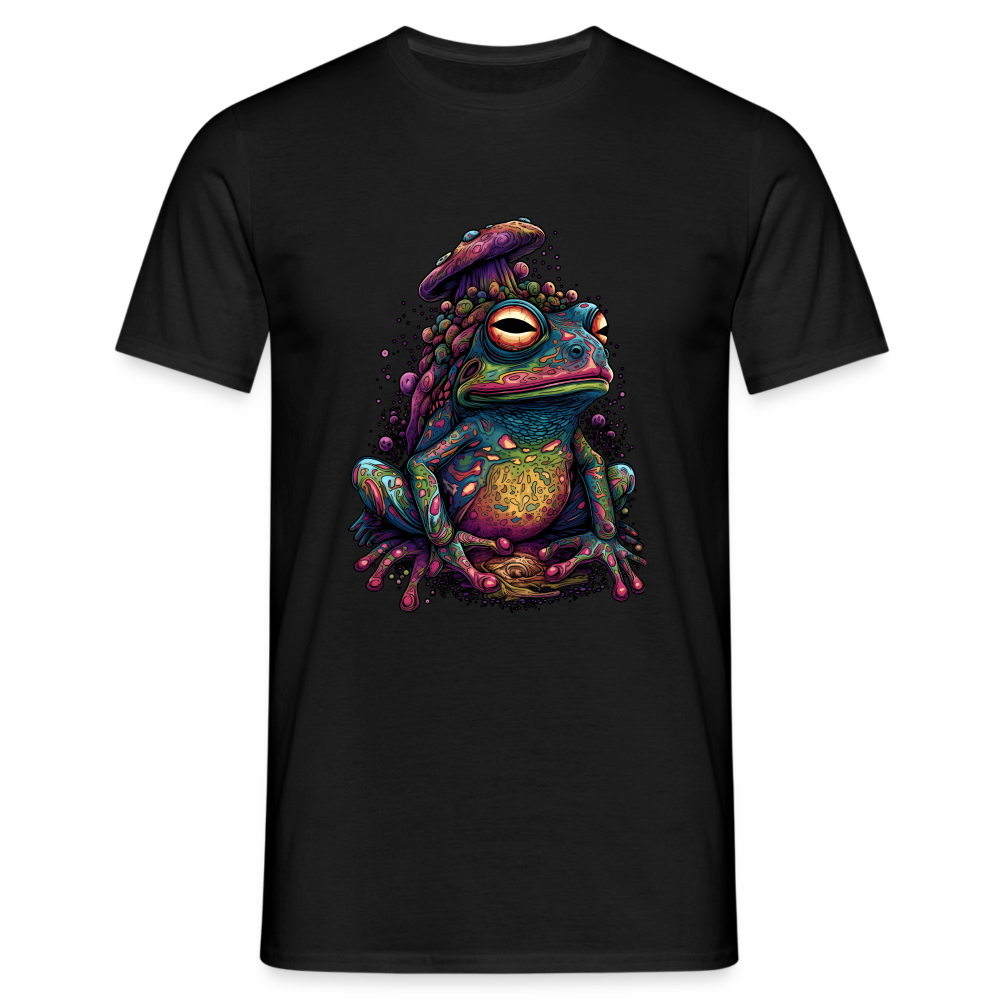 Trippy Pilz Frosch - Psychedelisches Motiv - Männer T-Shirt - Schwarz