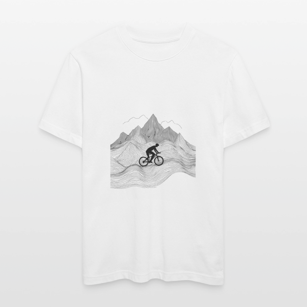 Radfahrer in den Bergen - Stanley/Stella Relaxed Fit Unisex Bio-T-Shirt Sparker - Weiß
