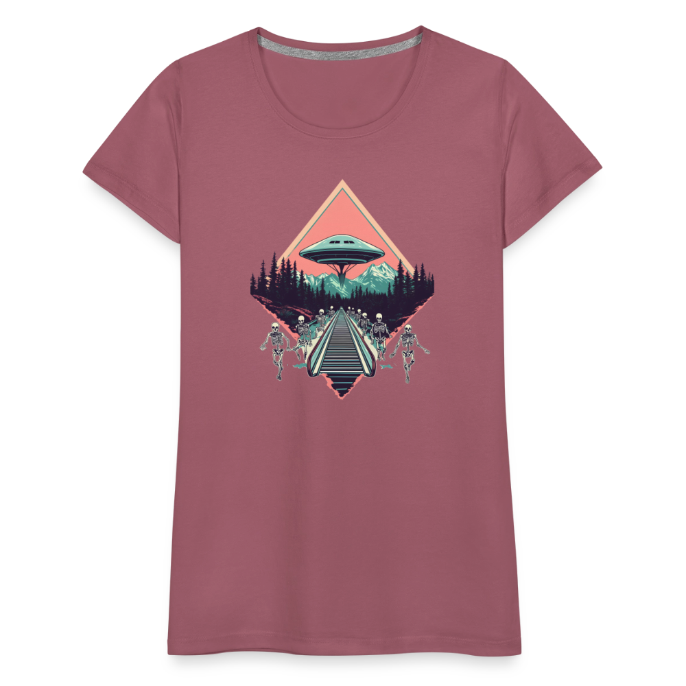 Retro UFO 80er Jahre Motiv - Frauen Premium T-Shirt - Malve