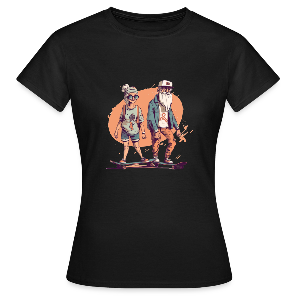 Cooles älteres Pärchen als Skater Hipster - Frauen T-Shirt - Schwarz