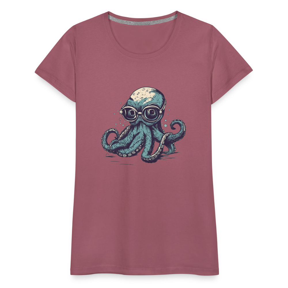 Nerdy Comic Oktopus mit Brille - Frauen Premium T-Shirts - Malve