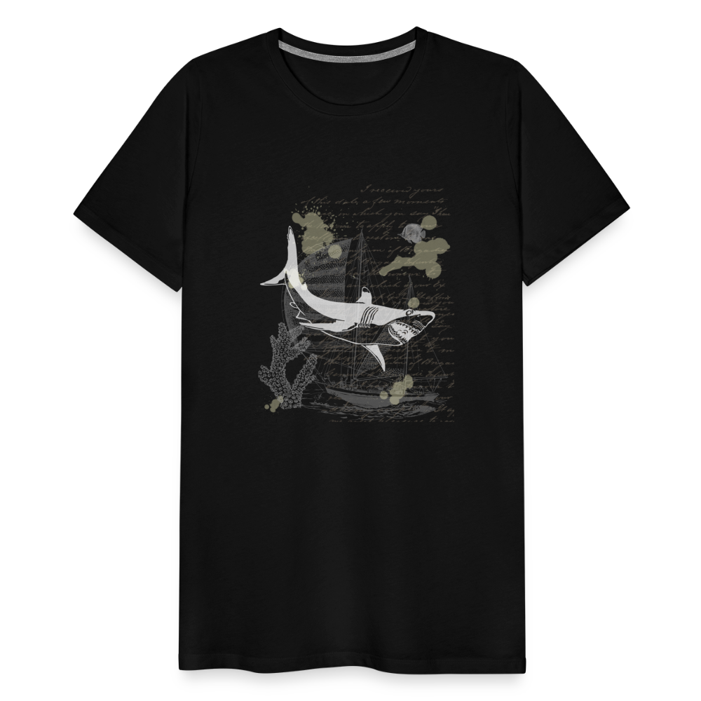 Vintage Steampunk Hai Motiv - Männer Premium T-Shirts - Schwarz