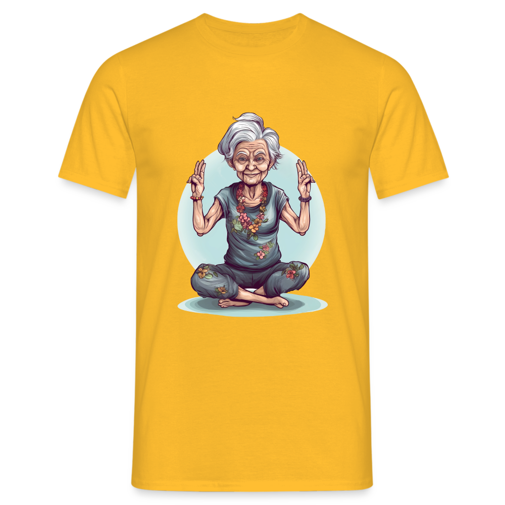 Coole Yoga Oma - Meditation im besten Alter - Männer T-Shirt - Gelb