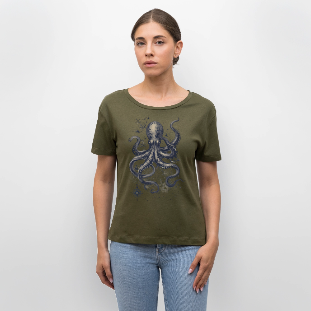 Steampunk Oktopus - Stanley/Stella Relaxed Rundhals Frauen Bio-T-Shirt SERENA - Khaki