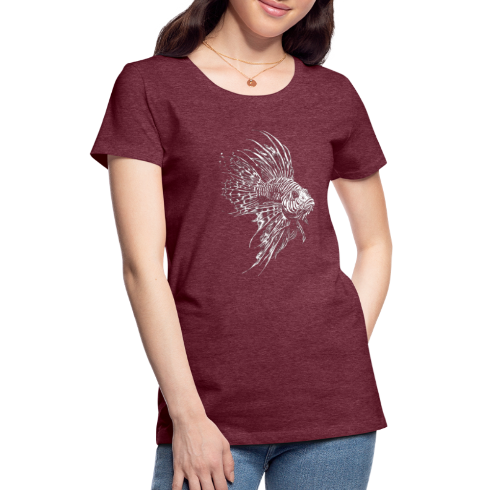 Rotfeuerfisch - Monochrom - Frauen Premium T-Shirt - Bordeauxrot meliert