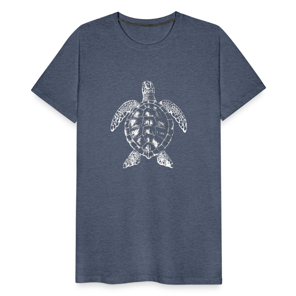Meeresschildkröte - Monochrom - Männer Premium T-Shirt - Blau meliert