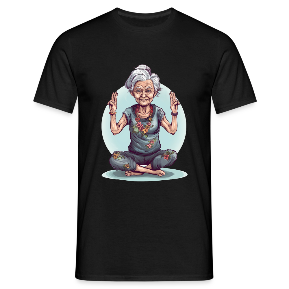 Coole Yoga Oma - Meditation im besten Alter - Männer T-Shirt - Schwarz