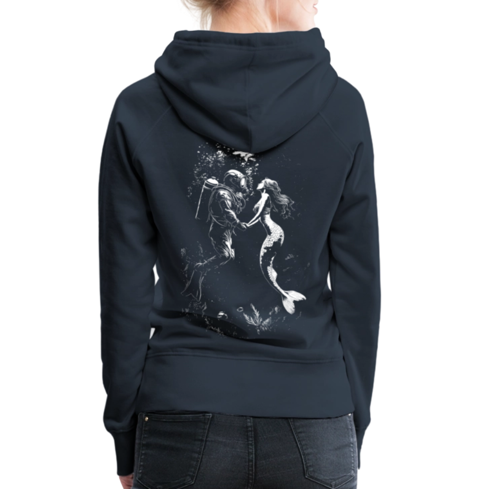 Taucher und Meerjungfrau - Frauen Premium Hoodie - Navy