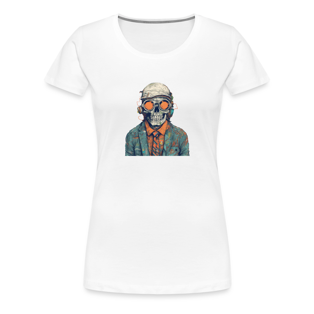 Cooles Skelett Portrait mit Sonnenbrille, Mütze - Frauen Premium T-Shirt - Weiß