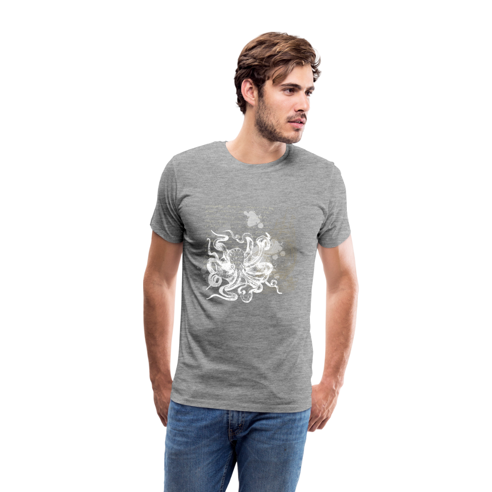 Vintage Steampunk Oktopus Motiv - Männer Premium T-Shirts - Grau meliert