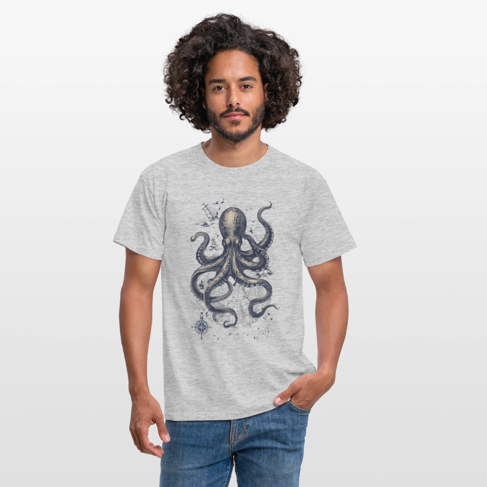 Steampunk Oktopus - Männer T-Shirt - Grau meliert