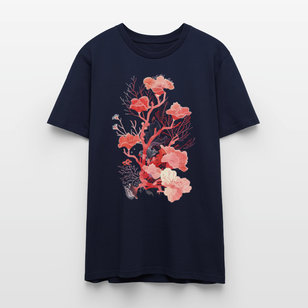 Zarte Korallen Blumen - Stanley/Stella Unisex Bio-T-Shirt CRAFTER - Navy