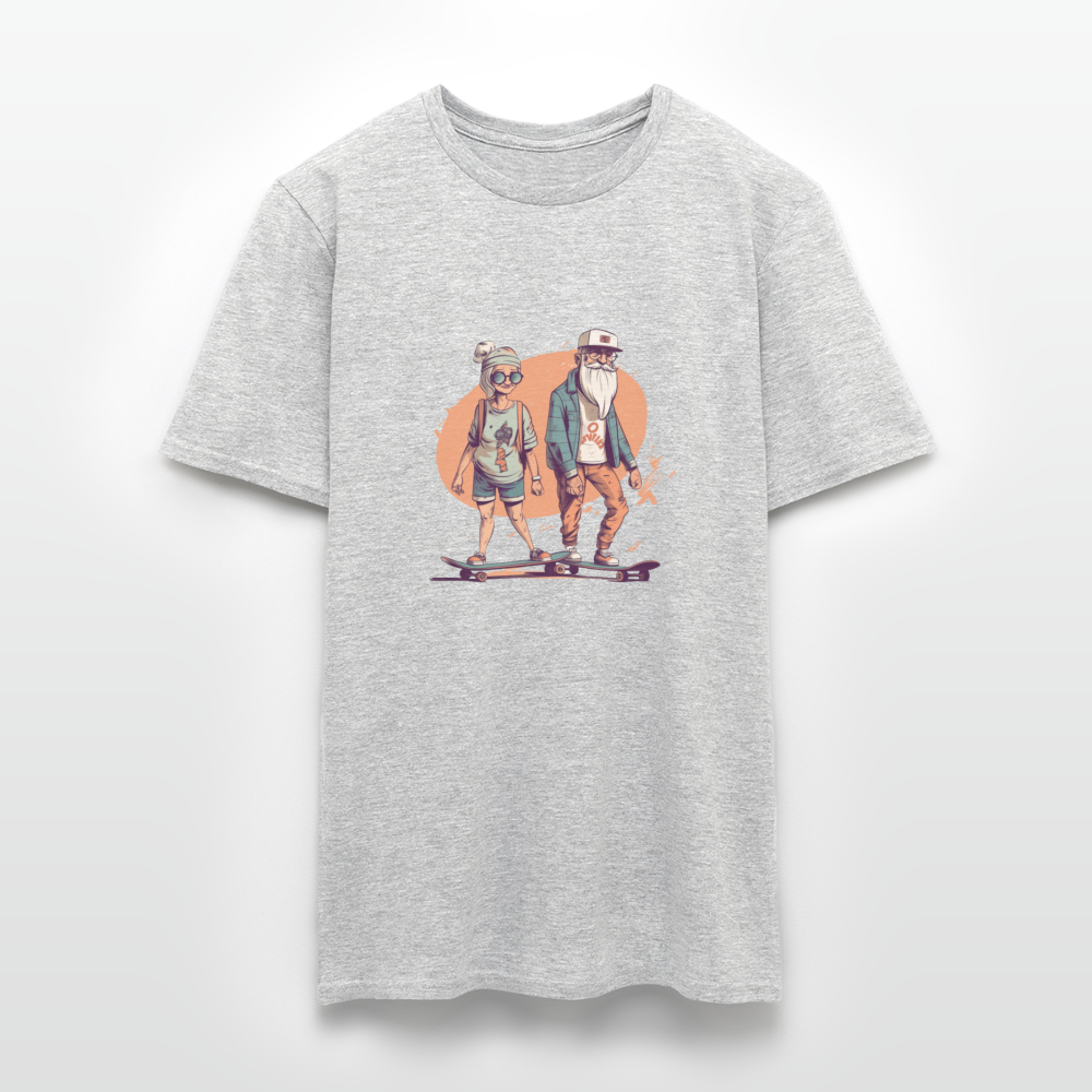 Cooles älteres Pärchen als Skater Hipster - Männer T-Shirt - Grau meliert