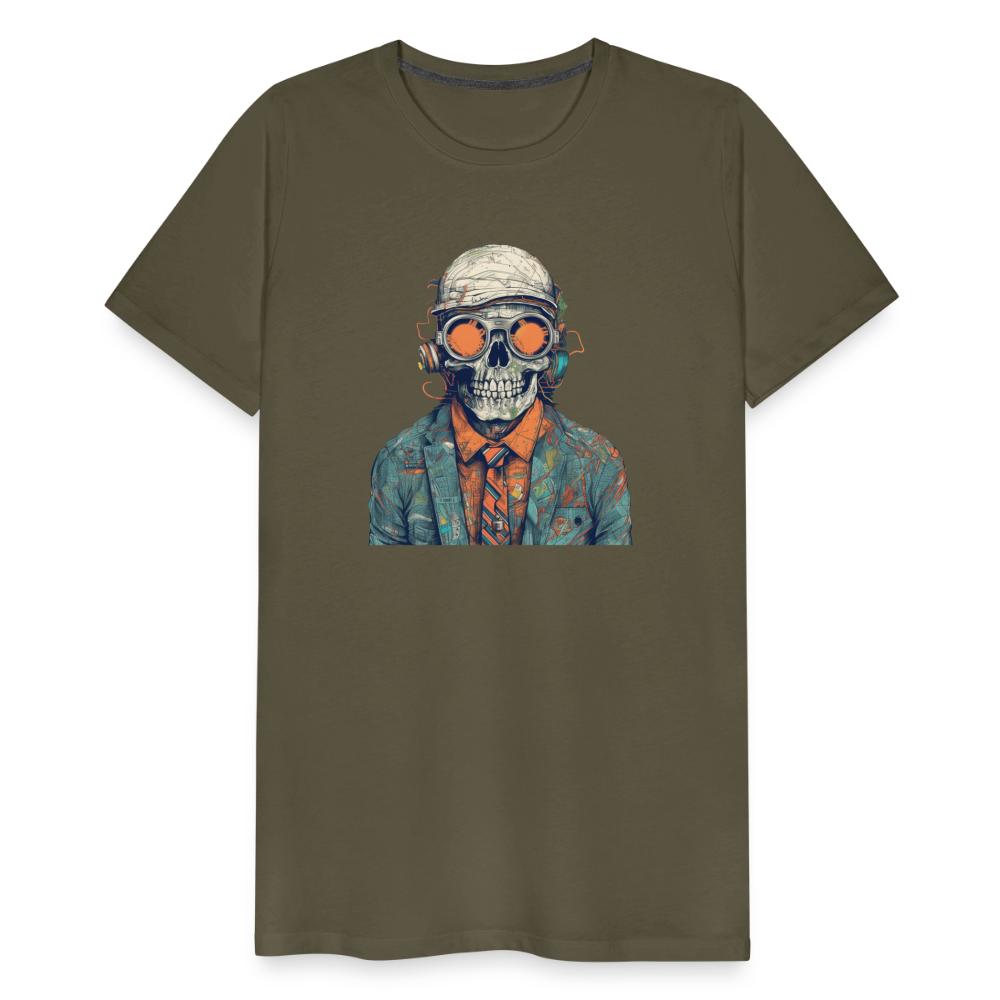 Cooles Skelett Portrait mit Sonnenbrille, Mütze - Männer Premium T-Shirt - Khaki