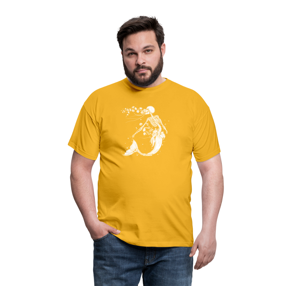 Florale Skelett Meerjungfrau - Männer T-Shirt - Gelb