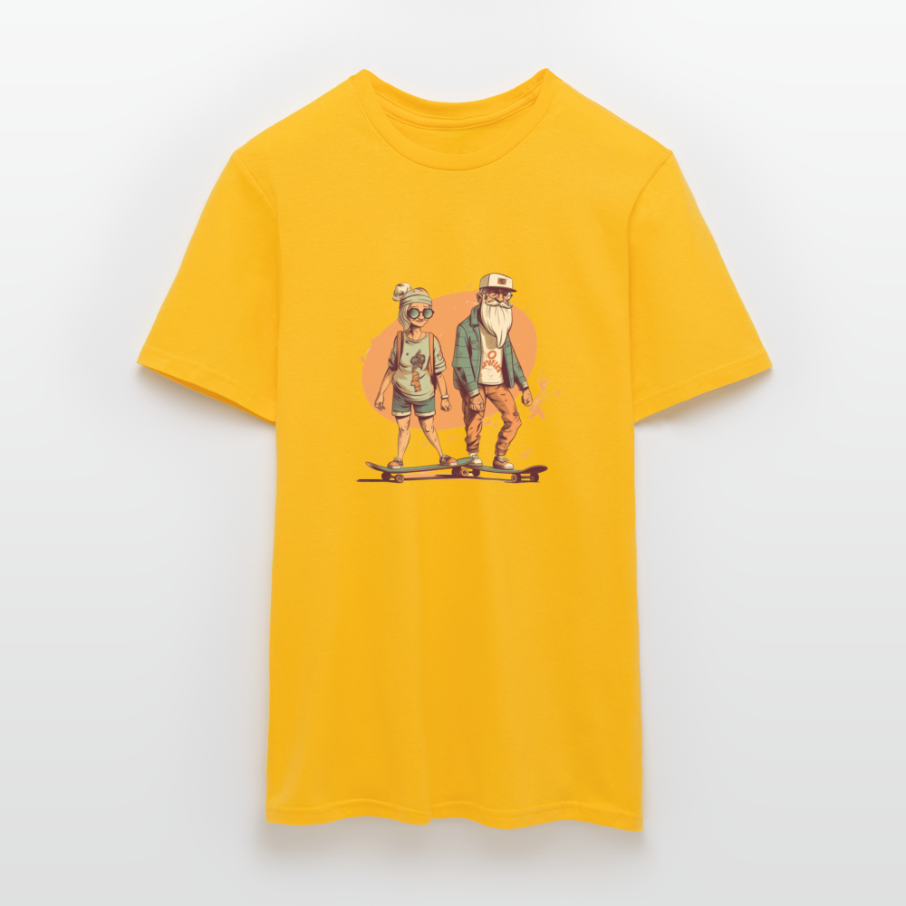 Cooles älteres Pärchen als Skater Hipster - Männer T-Shirt - Gelb